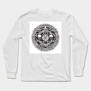 Caged , Metal Skull Micron Pen and Ink Illustration Long Sleeve T-Shirt